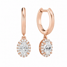 Allegra Halo Drop Huggie Hoop Lab Grown Diamond Hoop Earrings in 14K Rose Gold