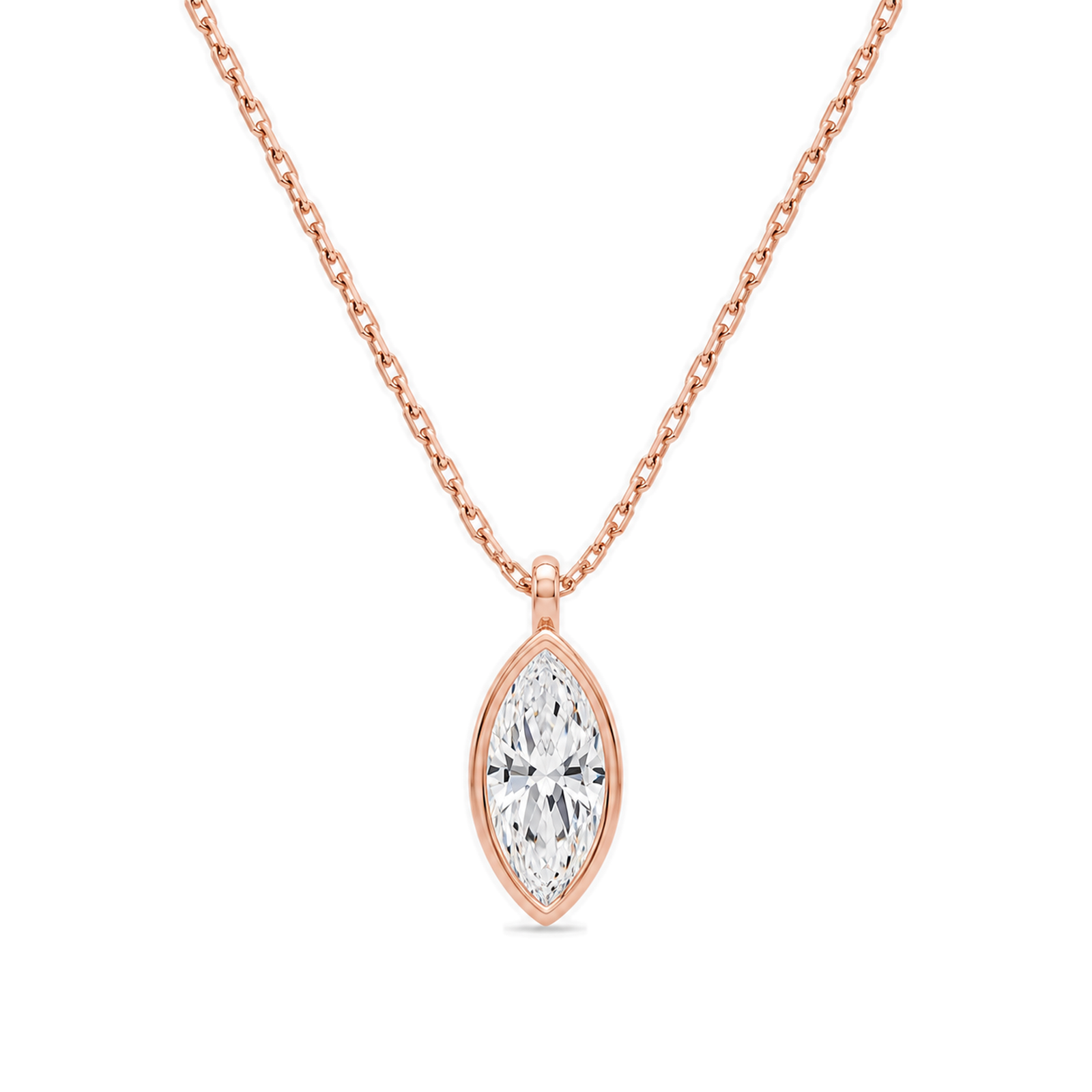 Stellaire Bezel Solitaire Lab Grown Diamond Pendant Necklace in 14K Rose Gold