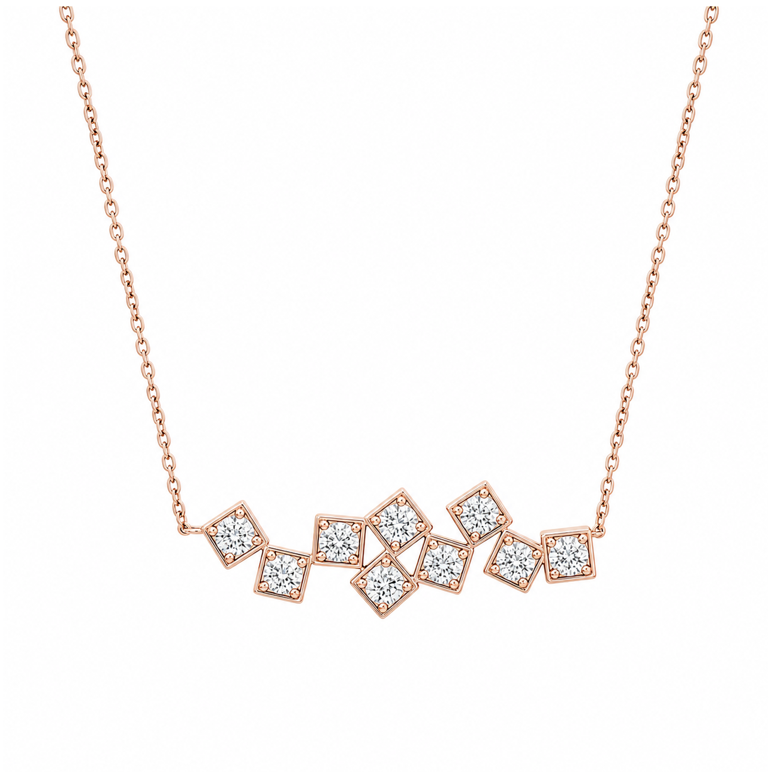 Tindra Ensemble Brilliant Link Lab Grown Diamond Necklace in 14K Rose Gold