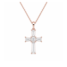 Milena Tapered Baguette Cross Lab Grown Diamond Pendant Necklace in 14K Rose Gold