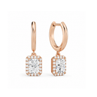 Allegra Halo Drop Huggie Hoop Lab Grown Diamond Hoop Earrings in 14K Rose Gold