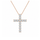 Iris Shared Prong Cross Lab Grown Diamond Necklace in 14K Rose Gold