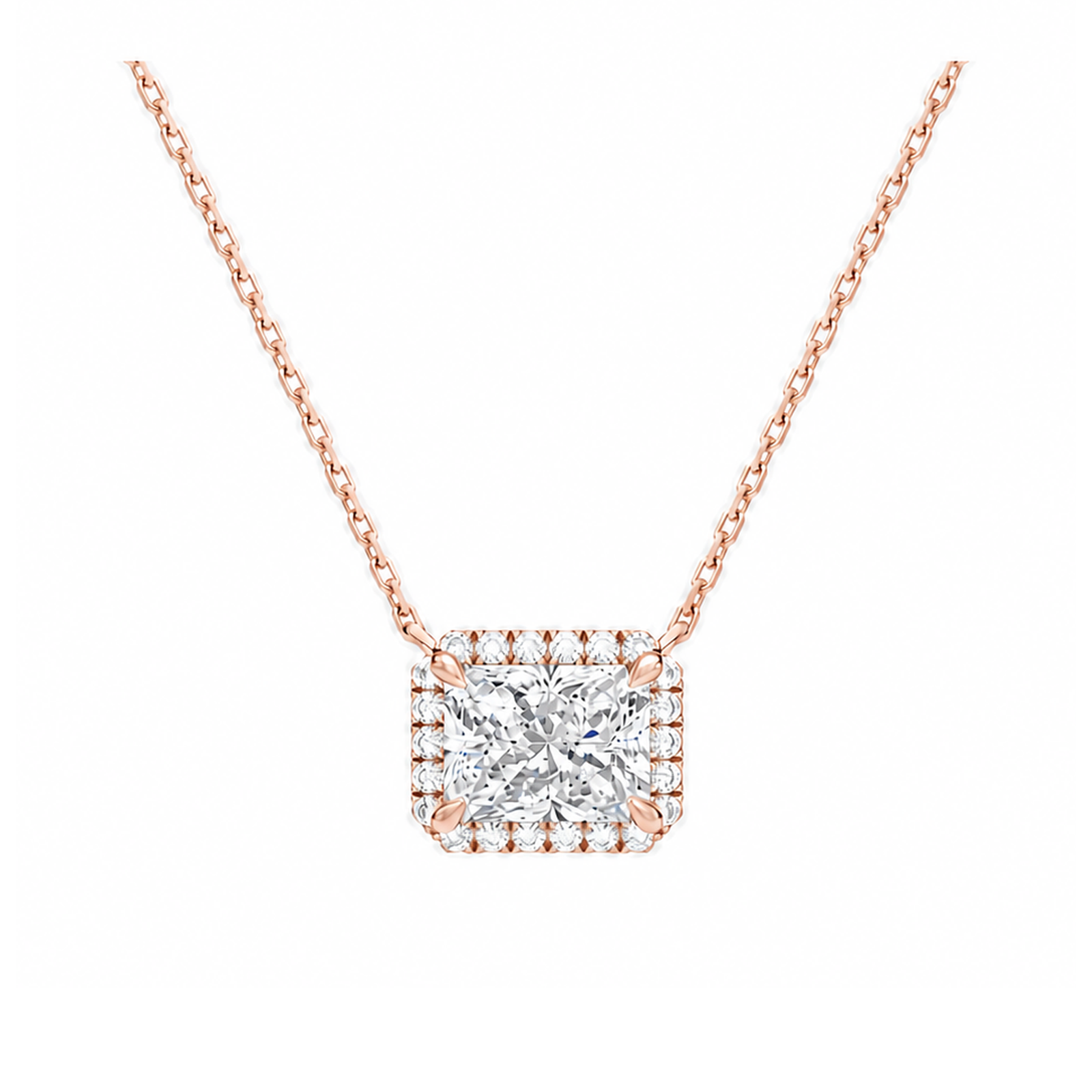 Jessa Halo Lab Grown Diamond Necklace in 14K Rose Gold
