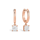 Cerelia Solitaire Drop Huggie Hoop Lab Grown Diamond Hoop Earrings in 14K Rose Gold