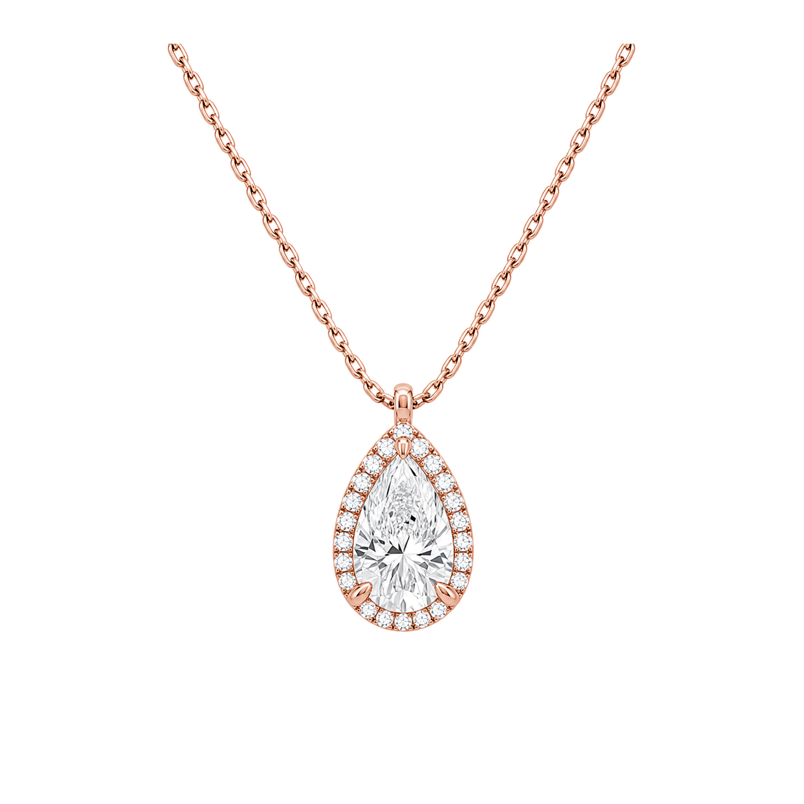 Malia Halo Lab Grown Diamond Pendant Necklace in 14K Rose Gold