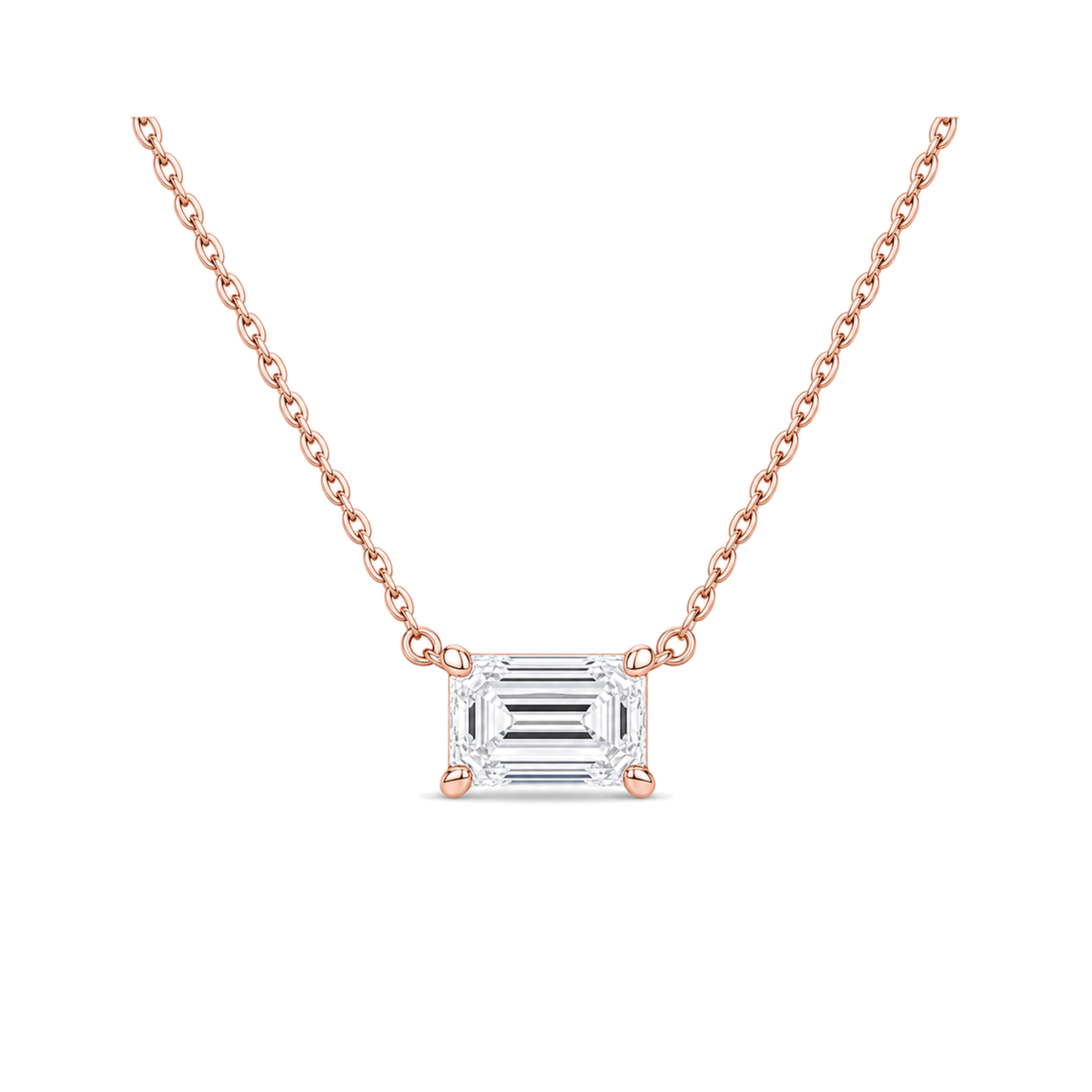 Solenne Solitaire Lab Grown Diamond Necklace in 14K Rose Gold