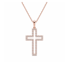 Winslet Classic Open Cross Lab Grown Diamond Pendant Necklace in 14K Rose Gold