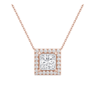 Jessa Halo Lab Grown Diamond Necklace in 14K Rose Gold