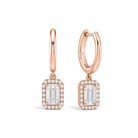 Allegra Halo Drop Huggie Hoop Lab Grown Diamond Hoop Earrings in 14K Rose Gold