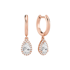 Allegra Halo Drop Huggie Hoop Lab Grown Diamond Hoop Earrings in 14K Rose Gold