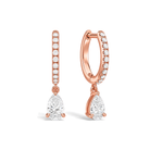 Fiorella Accented Drop Huggie Hoop Lab Grown Diamond Hoop Earrings in 14K Rose Gold
