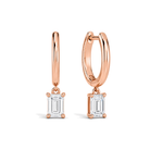 Cerelia Solitaire Drop Huggie Hoop Lab Grown Diamond Hoop Earrings in 14K Rose Gold