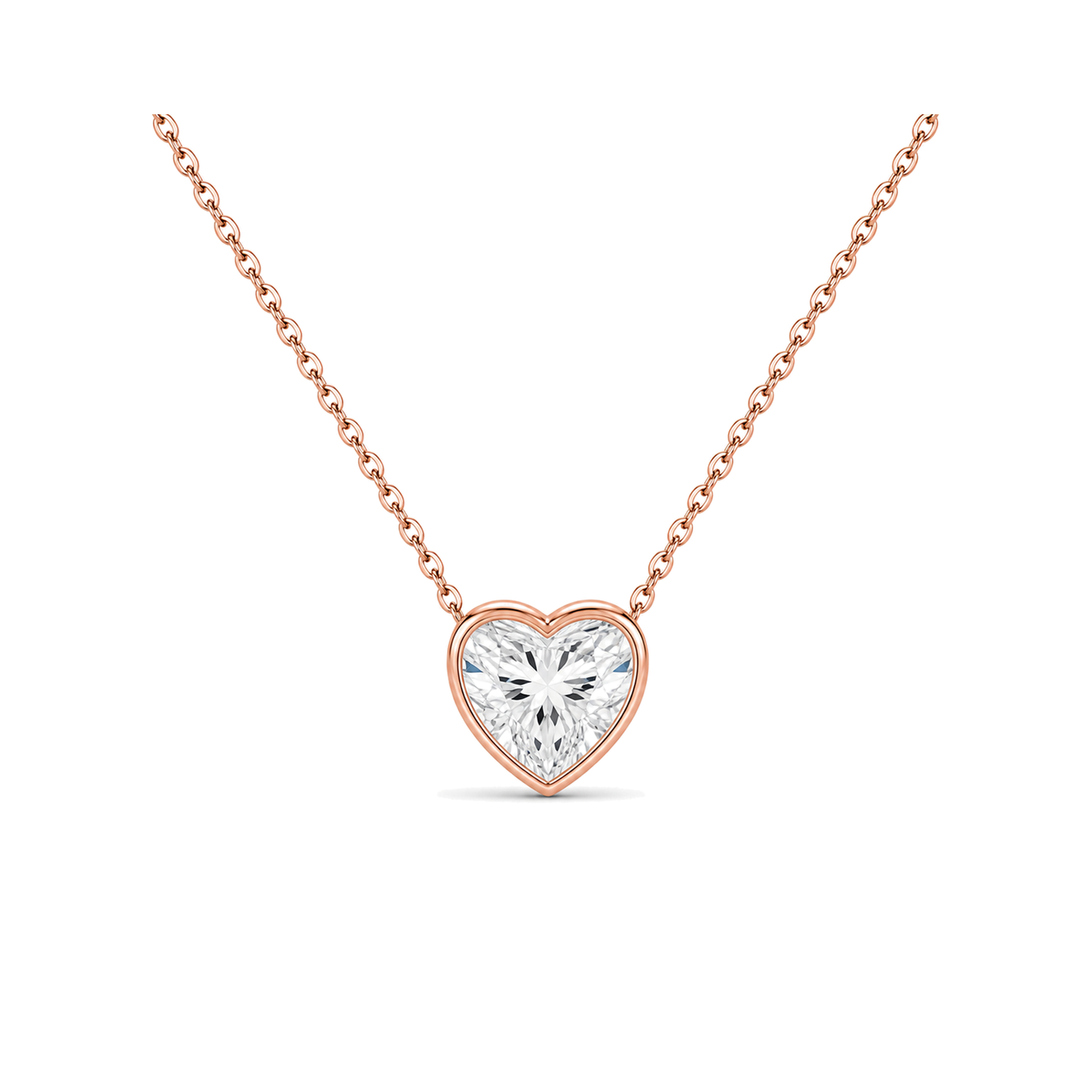 Sienna Bezel Solitaire Lab Grown Diamond Necklace in 14K Rose Gold