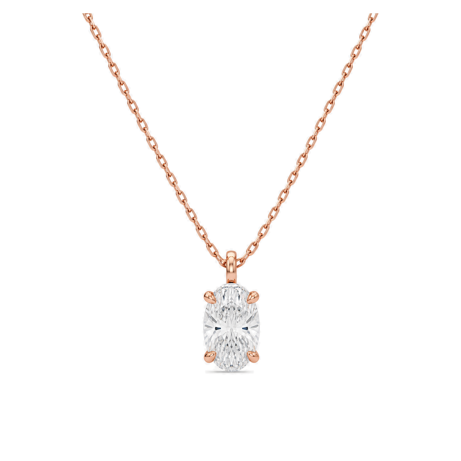 Elysia Solitaire Lab Grown Diamond Pendant Necklace in 14K Rose Gold