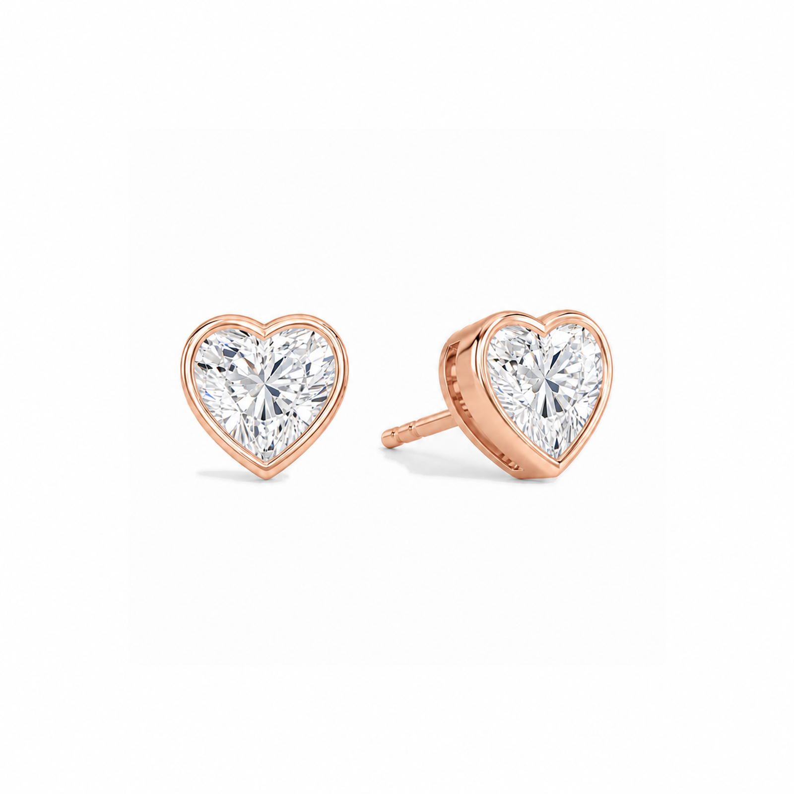 Jolie Bezel Solitaire Lab Grown Diamond Stud Earrings in 14K Rose Gold