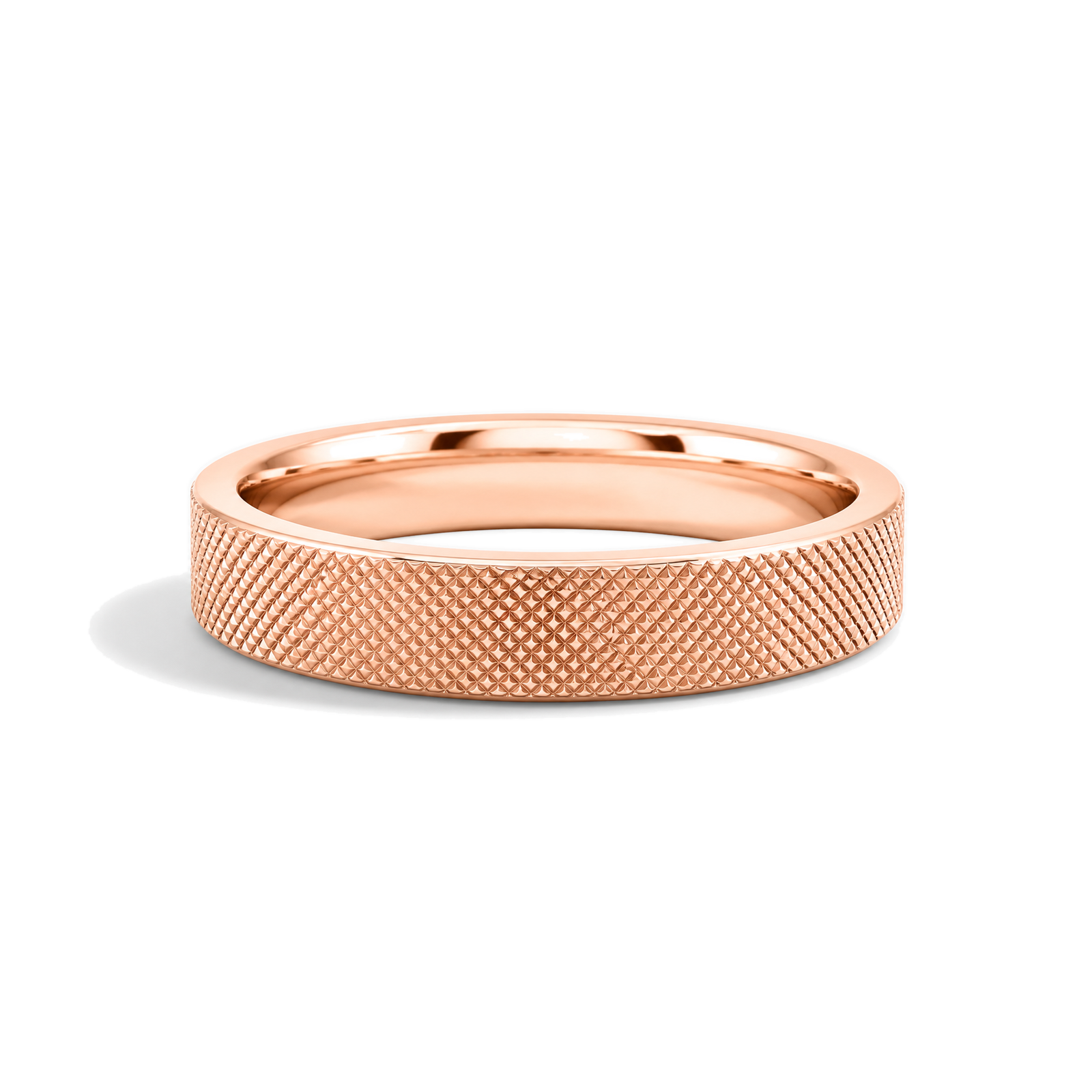 Elise Knurled Flat Edge Lab Grown Diamond Wedding Band in 14K Rose Gold