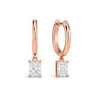 Cerelia Solitaire Drop Huggie Hoop Lab Grown Diamond Hoop Earrings in 14K Rose Gold