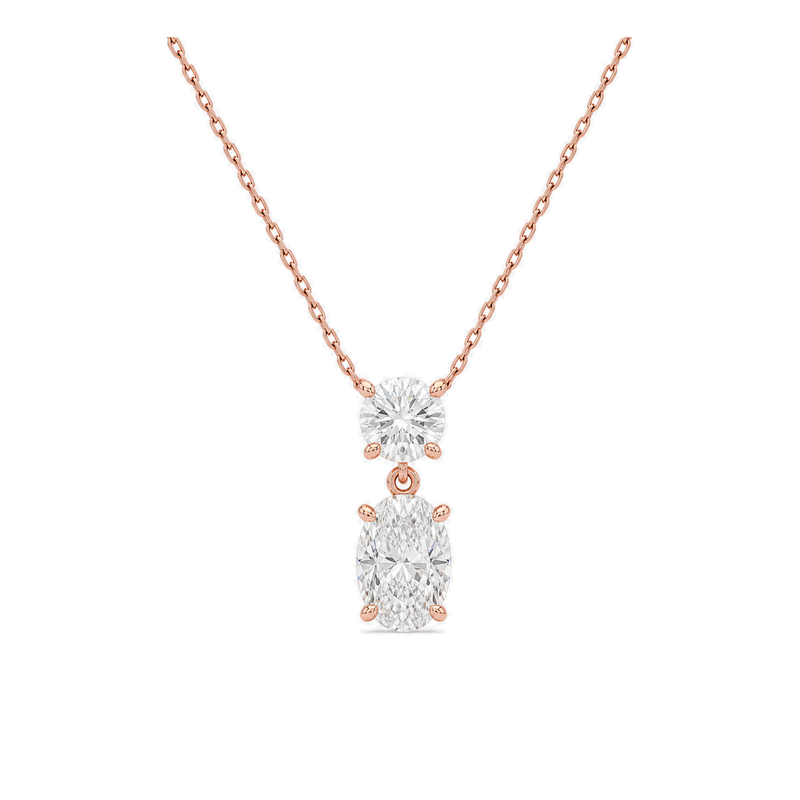 Valora Duo Drop Lab Grown Diamond Necklace in 14K Rose Gold