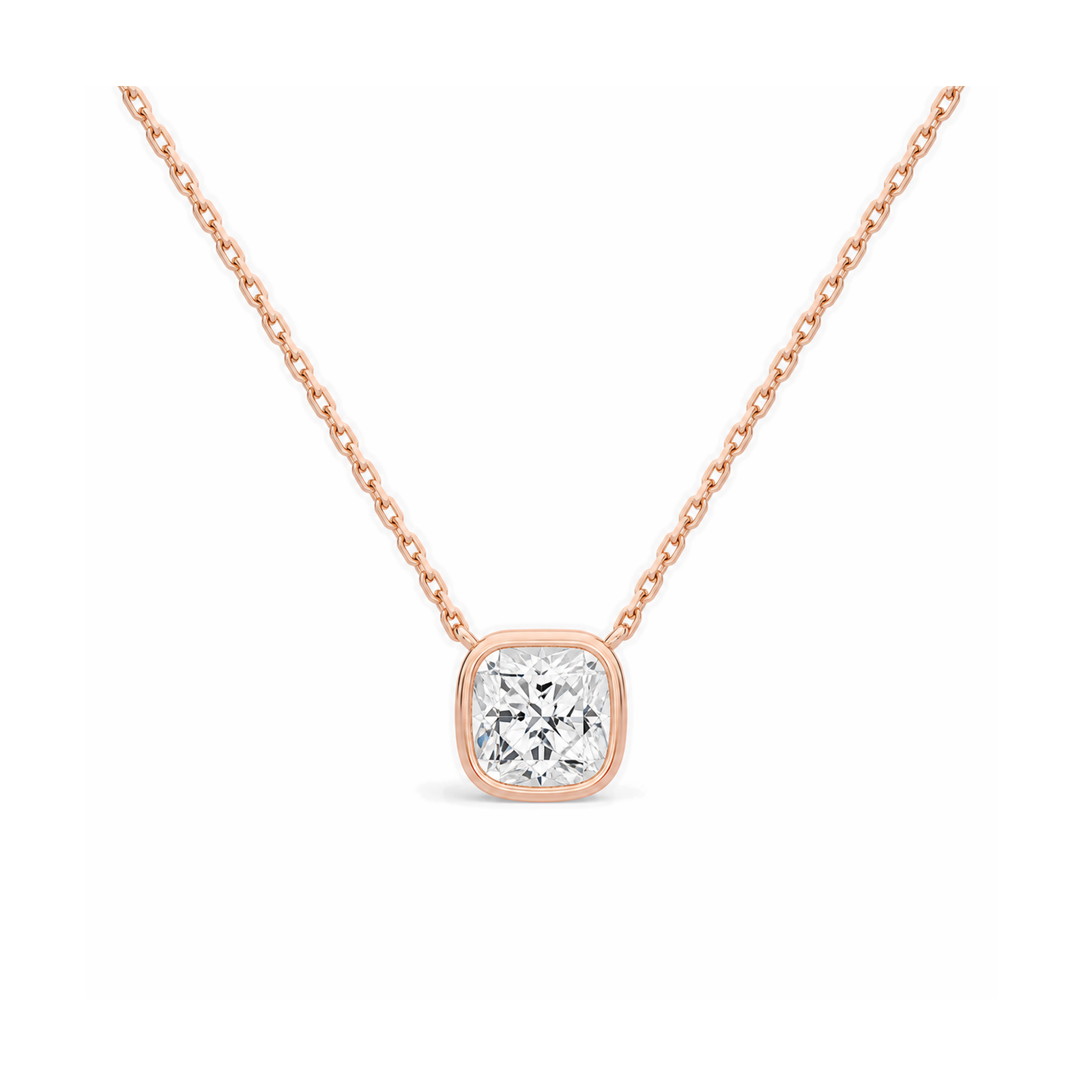 Sienna Bezel Solitaire Lab Grown Diamond Necklace in 14K Rose Gold