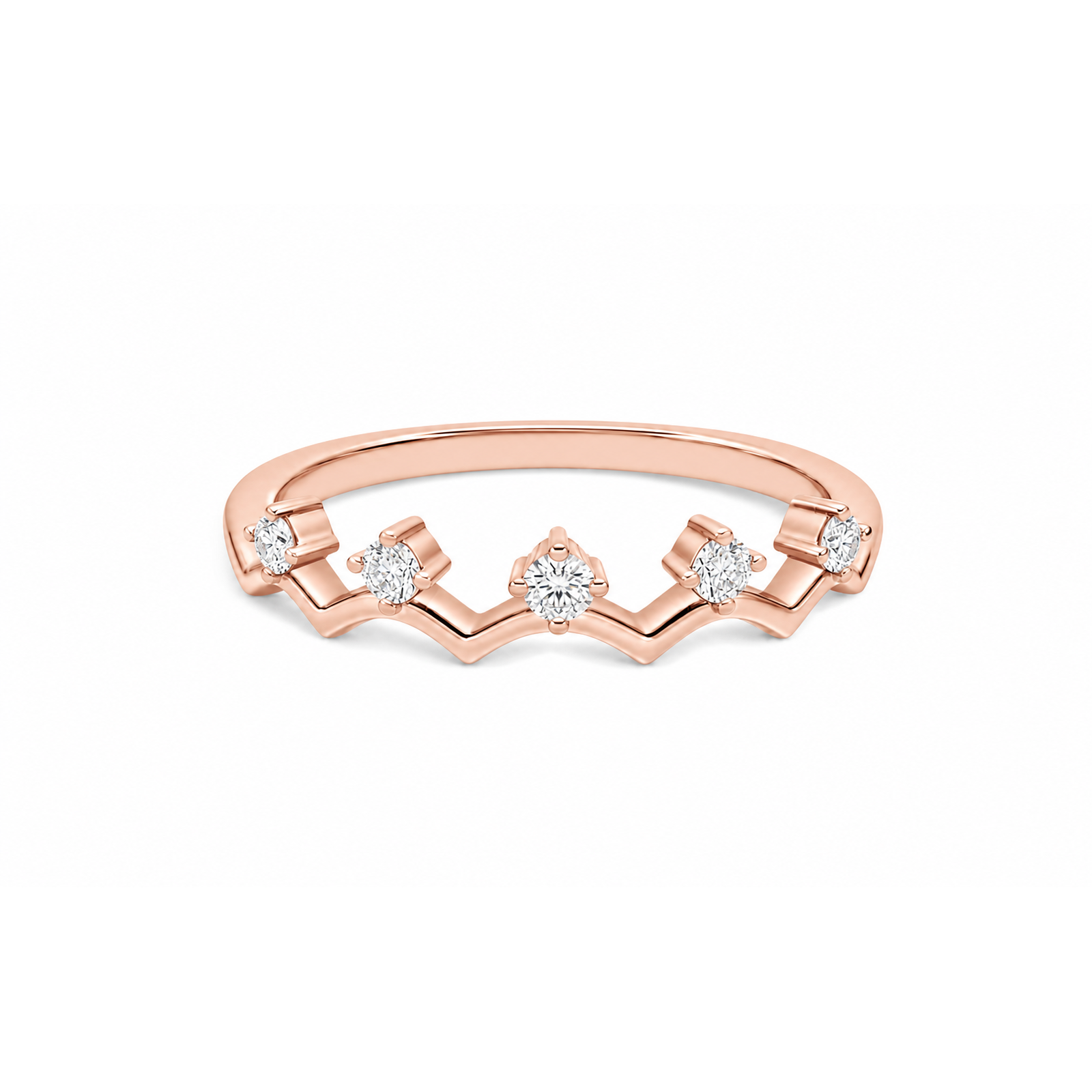 Rhea Crown Stackable Half Eternity Lab Grown Diamond Band in 14K Rose Gold