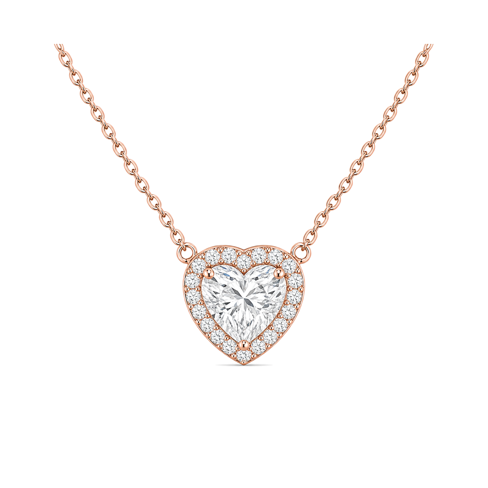 Jessa Halo Lab Grown Diamond Necklace in 14K Rose Gold