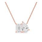 Aviana Emerald & Pear Toi Et Moi Diamond Necklace in 14K Rose Gold