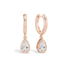 Giselle Bezel Drop Huggie Hoop Lab Grown Diamond Hoop Earrings in 14K Rose Gold