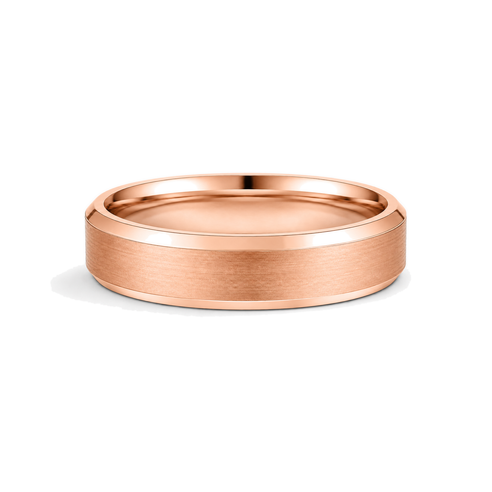 Orla Brushed Beveled Edge Lab Grown Diamond Wedding Band in 14K Rose Gold