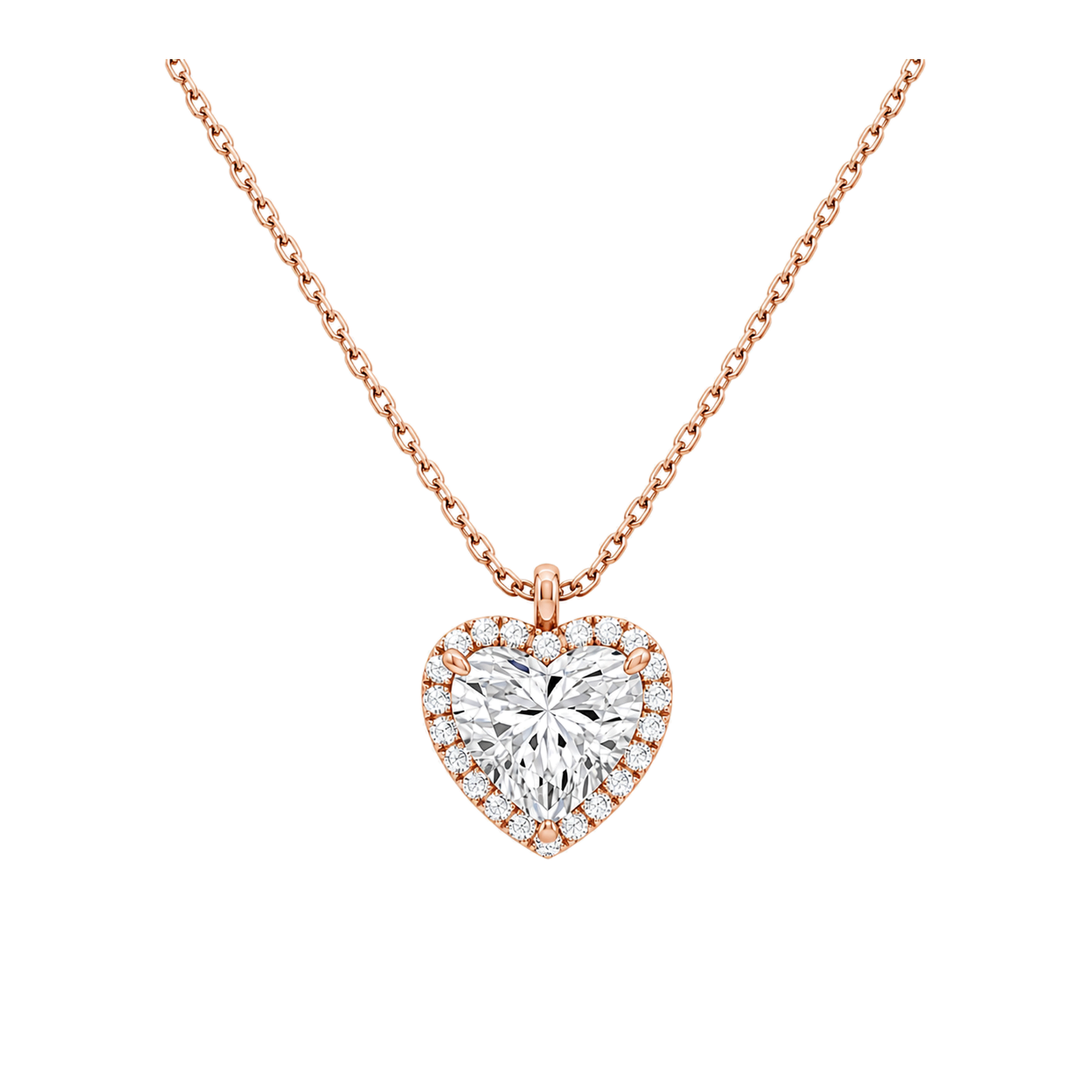 Malia Halo Lab Grown Diamond Pendant Necklace in 14K Rose Gold