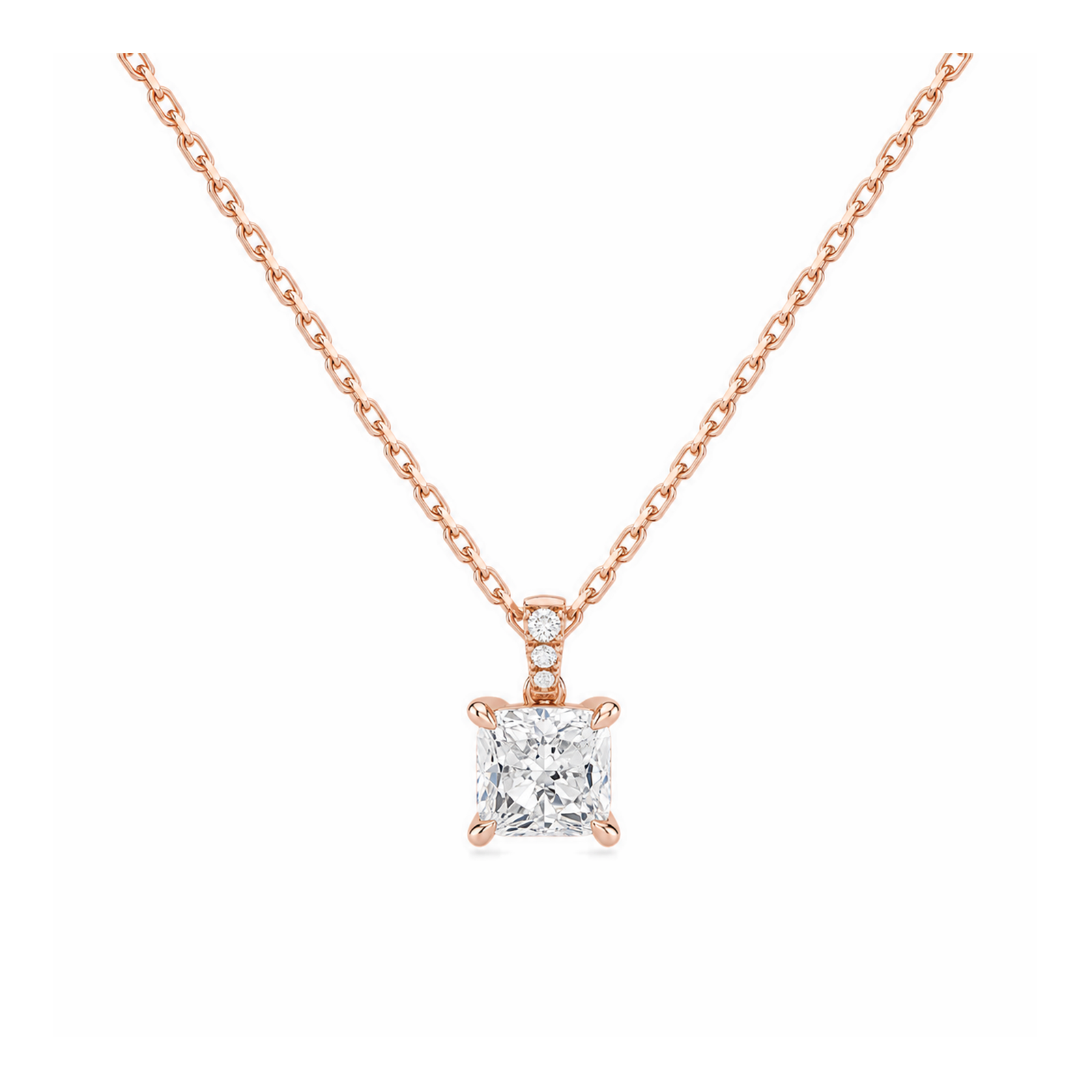 Maeva Accented Bail Lab Grown Diamond Pendant Necklace in 14K Rose Gold