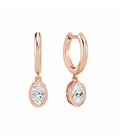 Giselle Bezel Drop Huggie Hoop Lab Grown Diamond Hoop Earrings in 14K Rose Gold