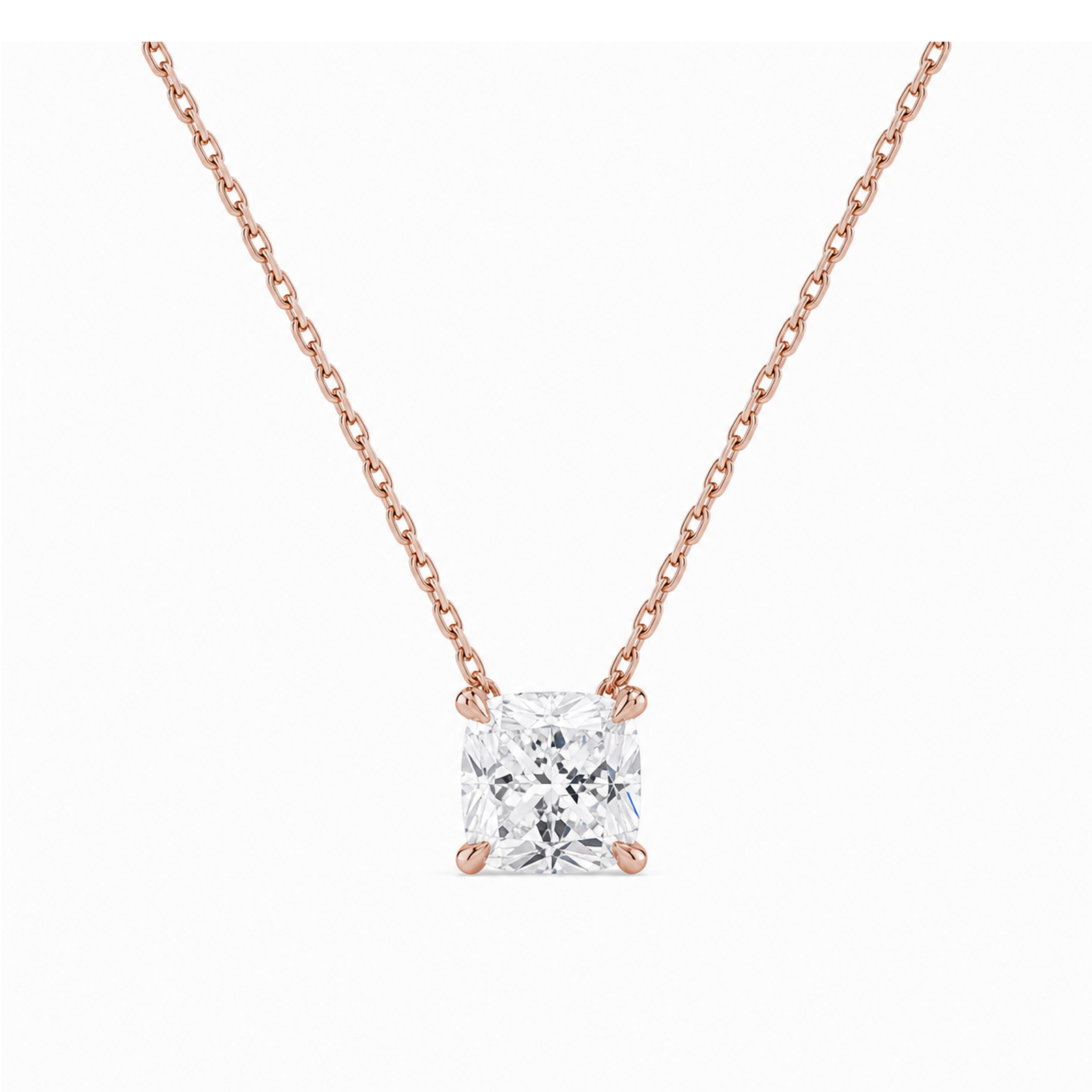 Solenne Solitaire Lab Grown Diamond Necklace in 14K Rose Gold