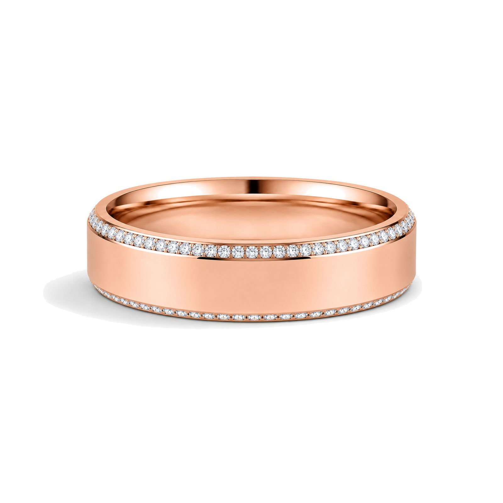 Tessa Beveled Edge Lab Grown Diamond Wedding Band in 14K Rose Gold