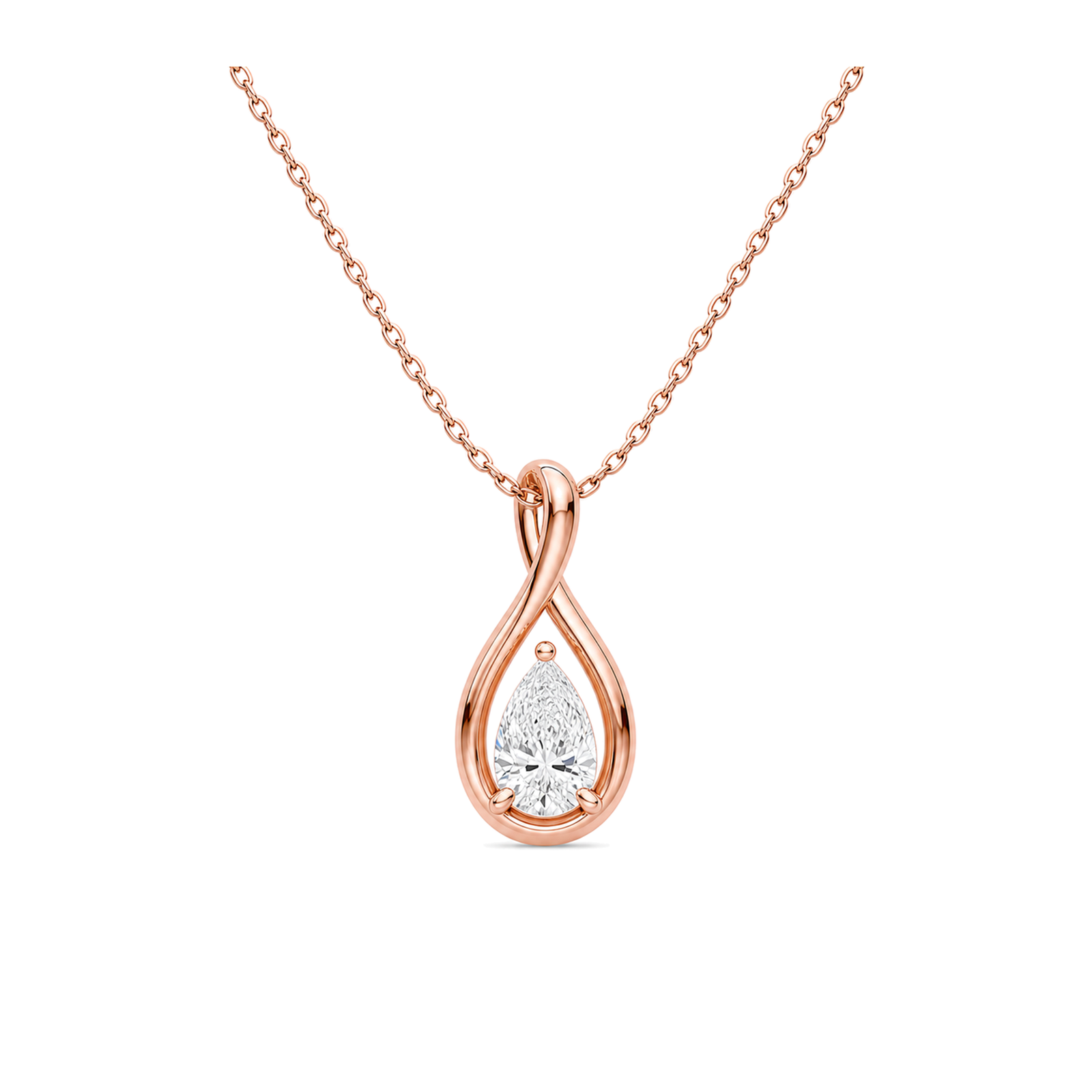 Auralie Solitaire Twist Lab Grown Diamond Pendant Necklace in 14K Rose Gold