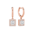 Allegra Halo Drop Huggie Hoop Lab Grown Diamond Hoop Earrings in 14K Rose Gold