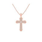Zelie Flare Edge Cross Lab Grown Diamond Pendant Necklace in 14K Rose Gold