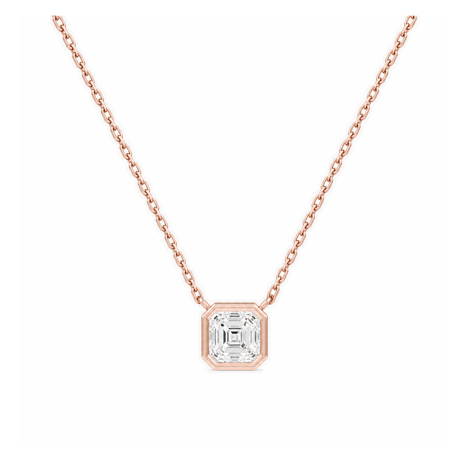 Sienna Bezel Solitaire Lab Grown Diamond Necklace in 14K Rose Gold