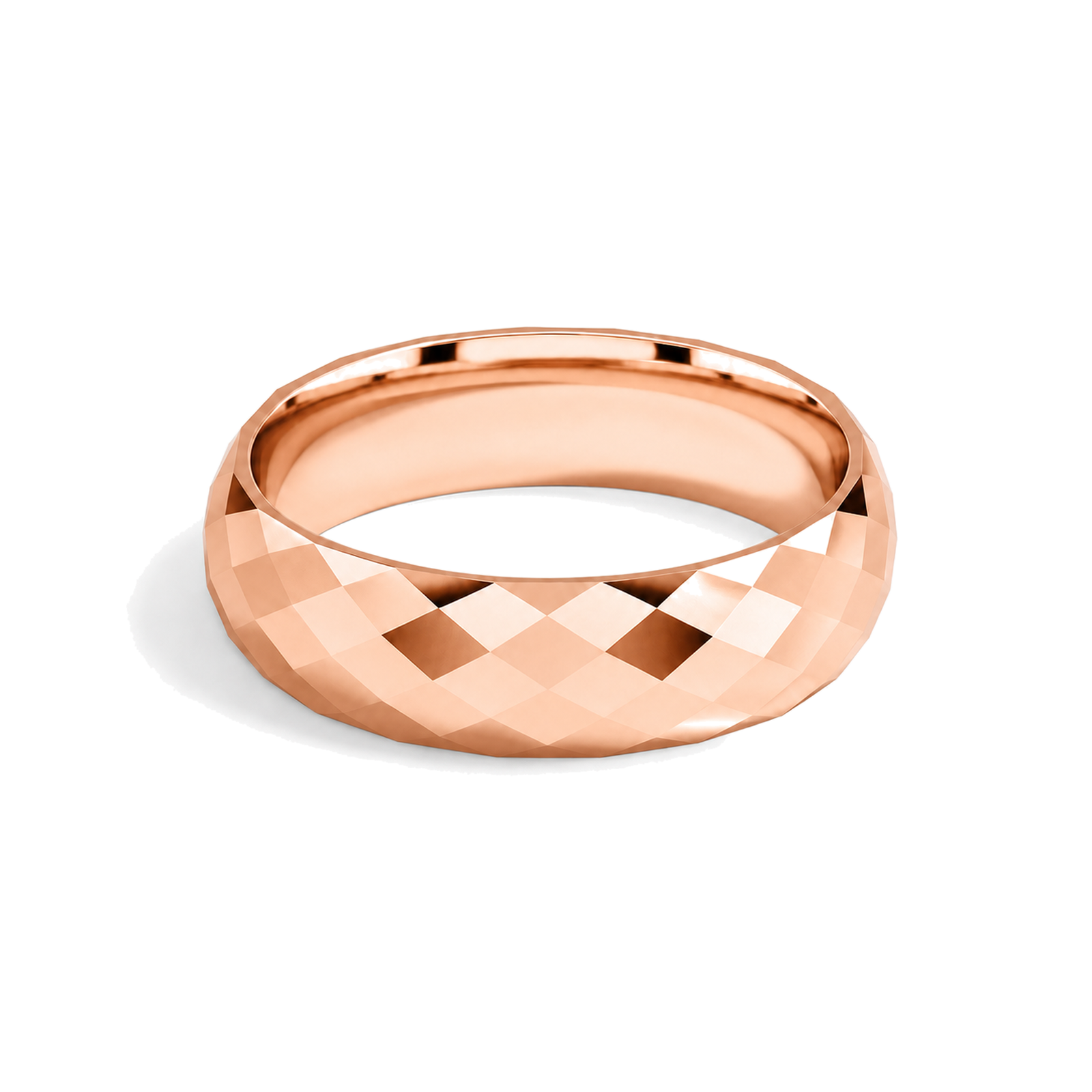 Odette Faceted Dome Lab Grown Diamond Wedding Band in 14K Rose Gold