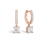 Fiorella Accented Drop Huggie Hoop Lab Grown Diamond Hoop Earrings in 14K Rose Gold