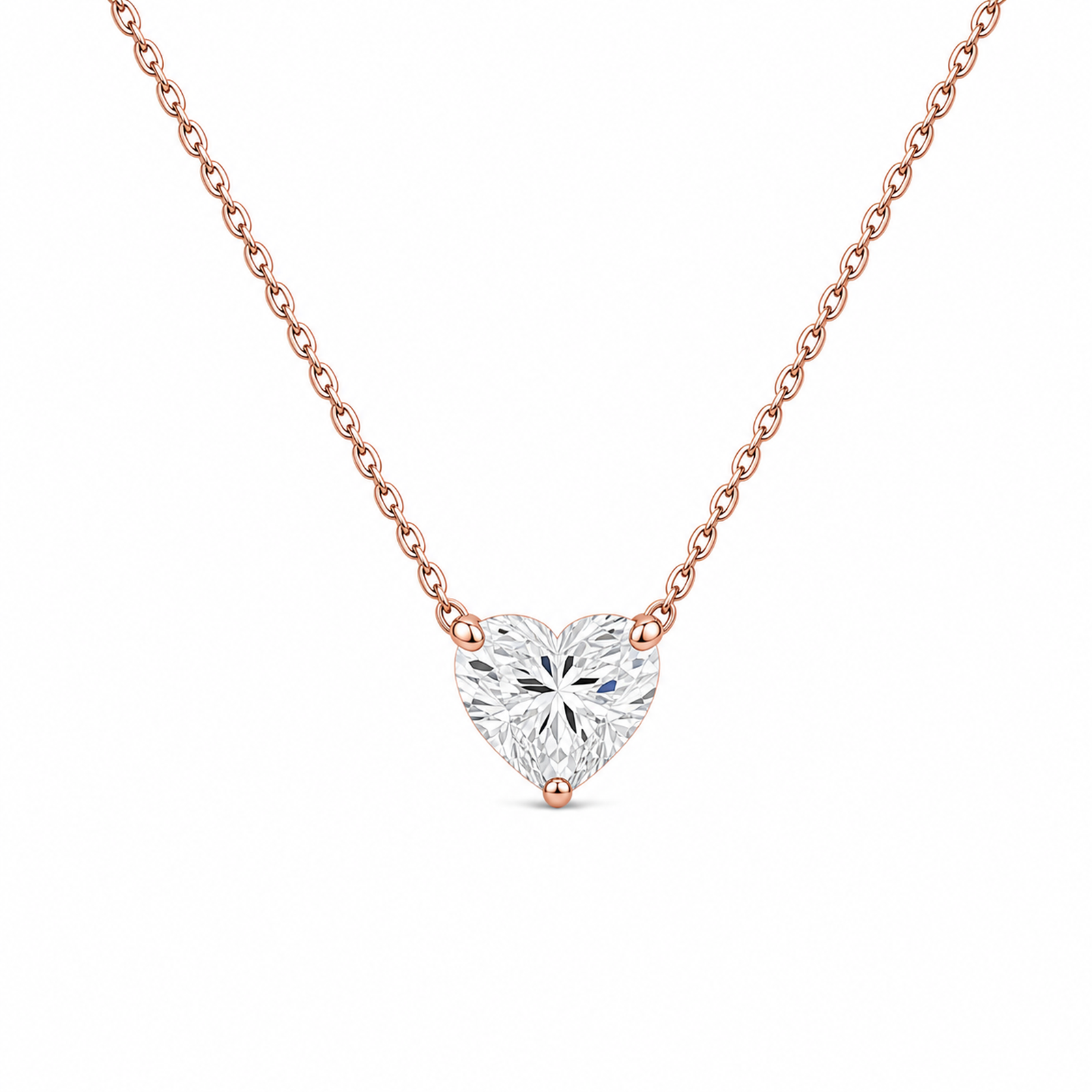 Solenne Solitaire Lab Grown Diamond Necklace in 14K Rose Gold