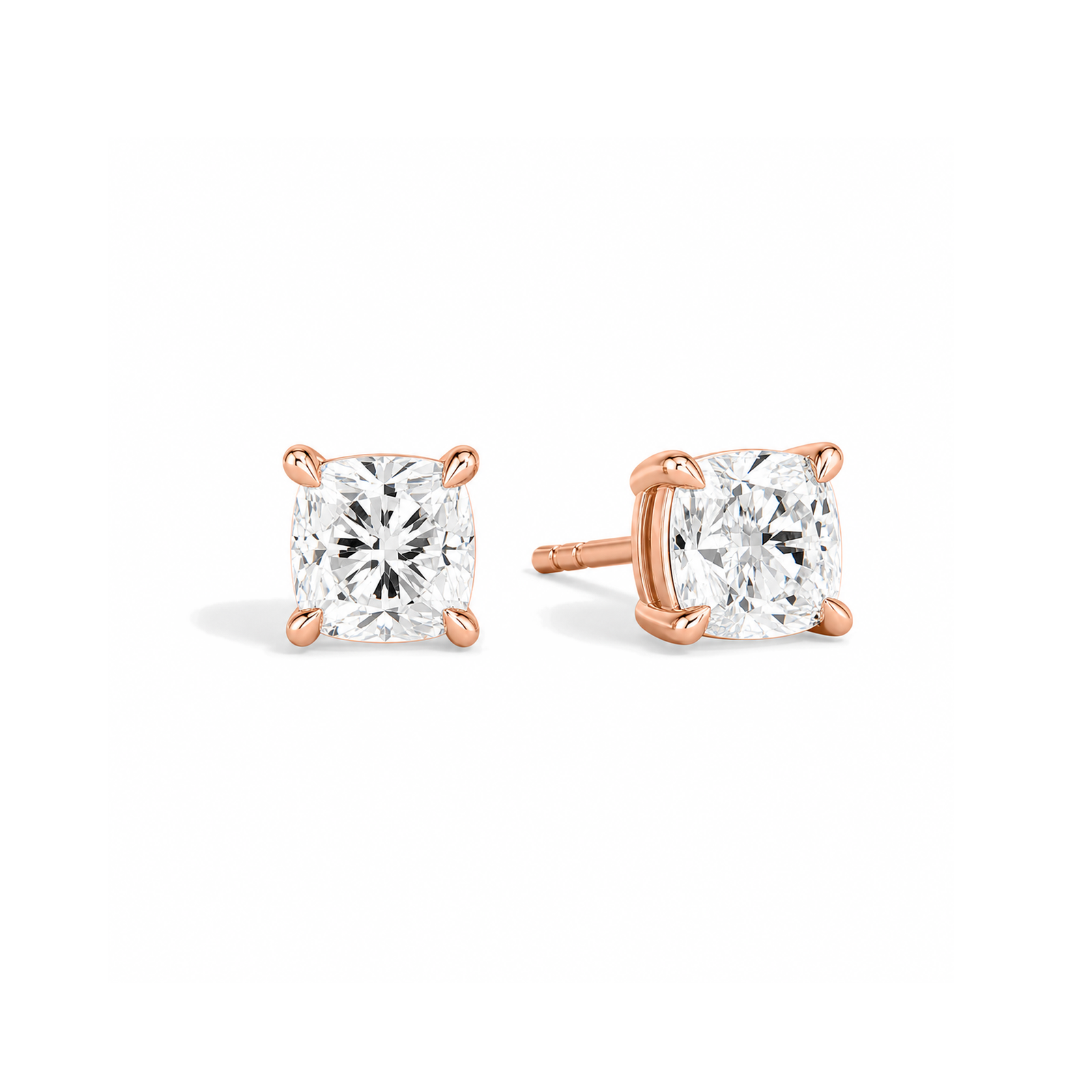 Eira Solitaire 4-Prong Lab Grown Diamond Stud Earrings in 14K Rose Gold
