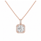 Leona Halo Accented Bail Lab Grown Diamond Pendant Necklace in 14K Rose Gold