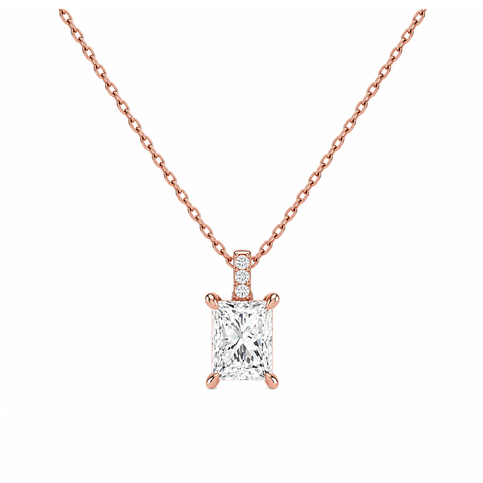 Maeva Accented Bail Lab Grown Diamond Pendant Necklace in 14K Rose Gold
