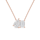 Aviana Pear & Emerald Toi Et Moi Diamond Necklace in 14K Rose Gold