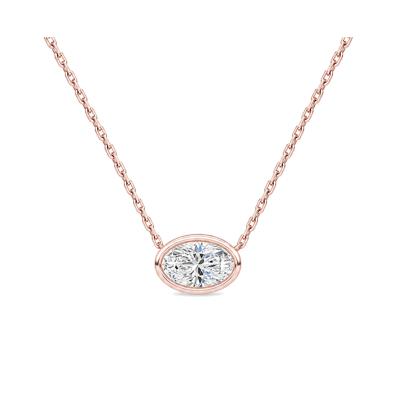 Sienna Bezel Solitaire Lab Grown Diamond Necklace in 14K Rose Gold