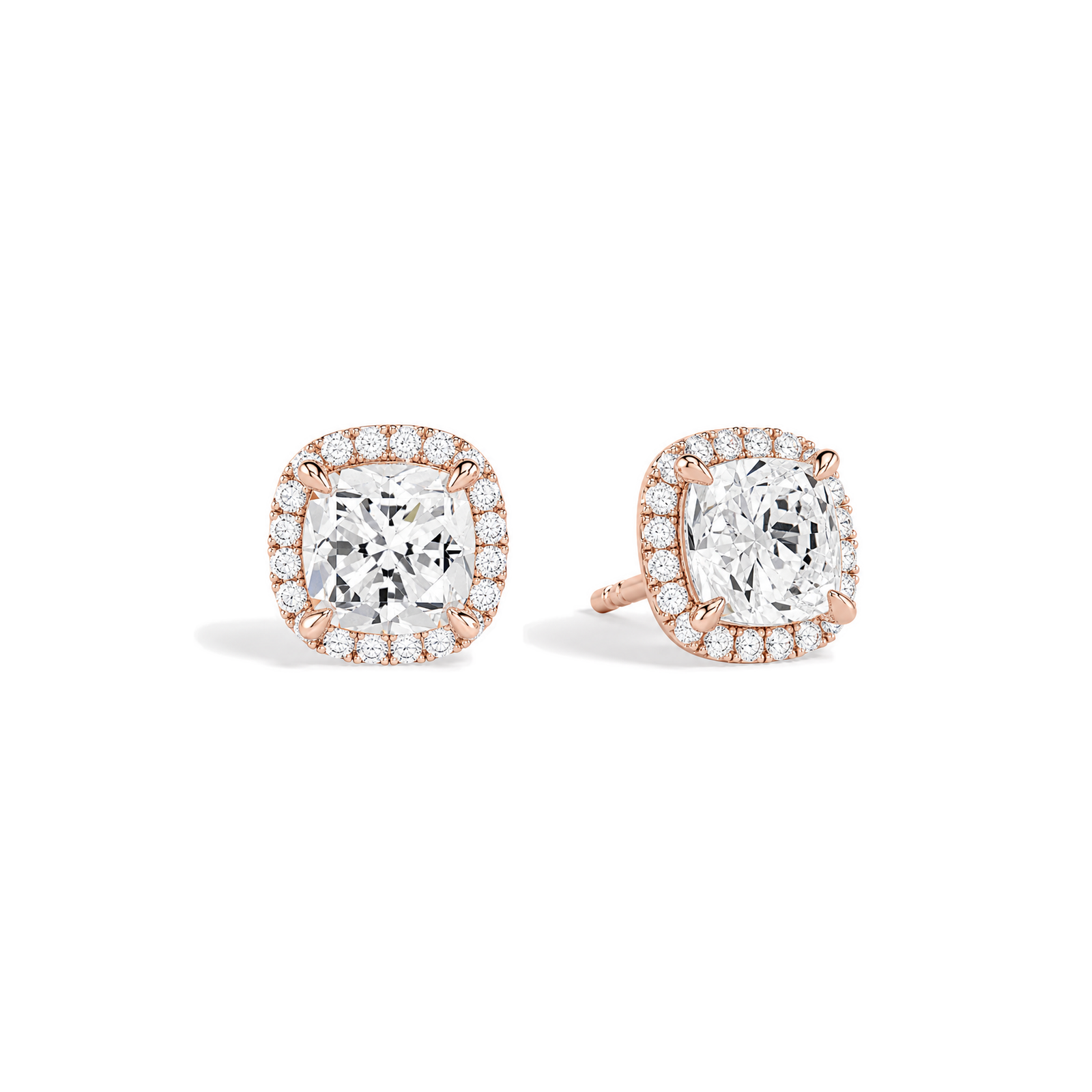 Seren Halo Lab Grown Diamond Stud Earrings in 14K Rose Gold