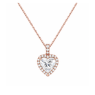 Leona Halo Accented Bail Lab Grown Diamond Pendant Necklace in 14K Rose Gold