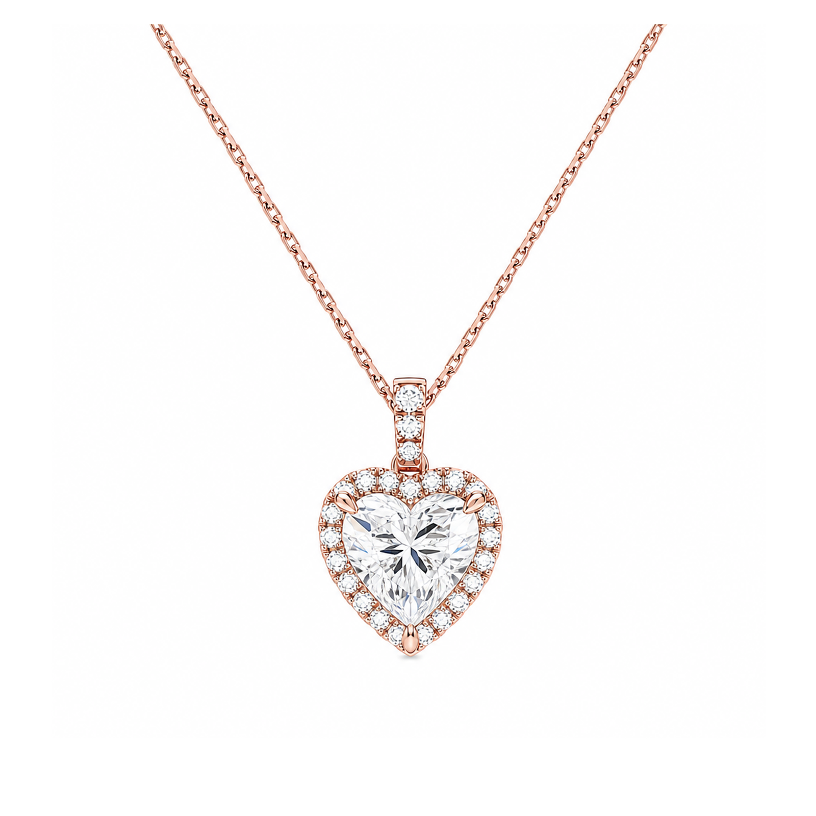 Leona Halo Accented Bail Lab Grown Diamond Pendant Necklace in 14K Rose Gold