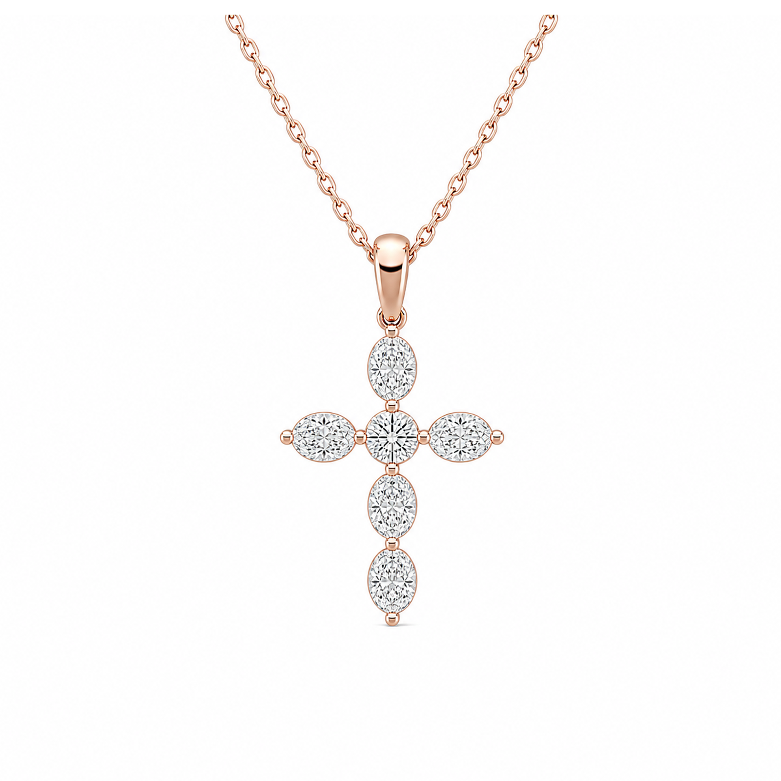 Idalia Cross Lab Grown Diamond Necklace in 14K Rose Gold