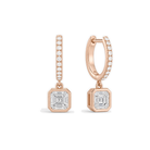 Giselle Bezel Drop Huggie Hoop Lab Grown Diamond Hoop Earrings in 14K Rose Gold